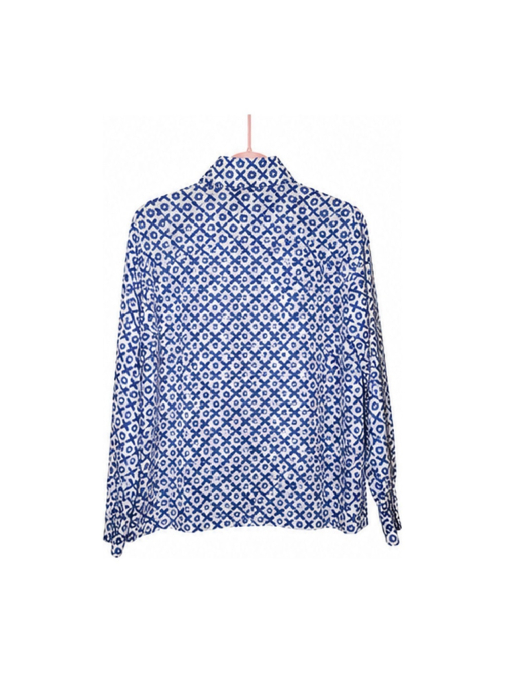 Vintage Take #1 Blouse Sz 36 Blue White Floral Mod Korea Long Sleeve Shirt - Picture 3 of 5